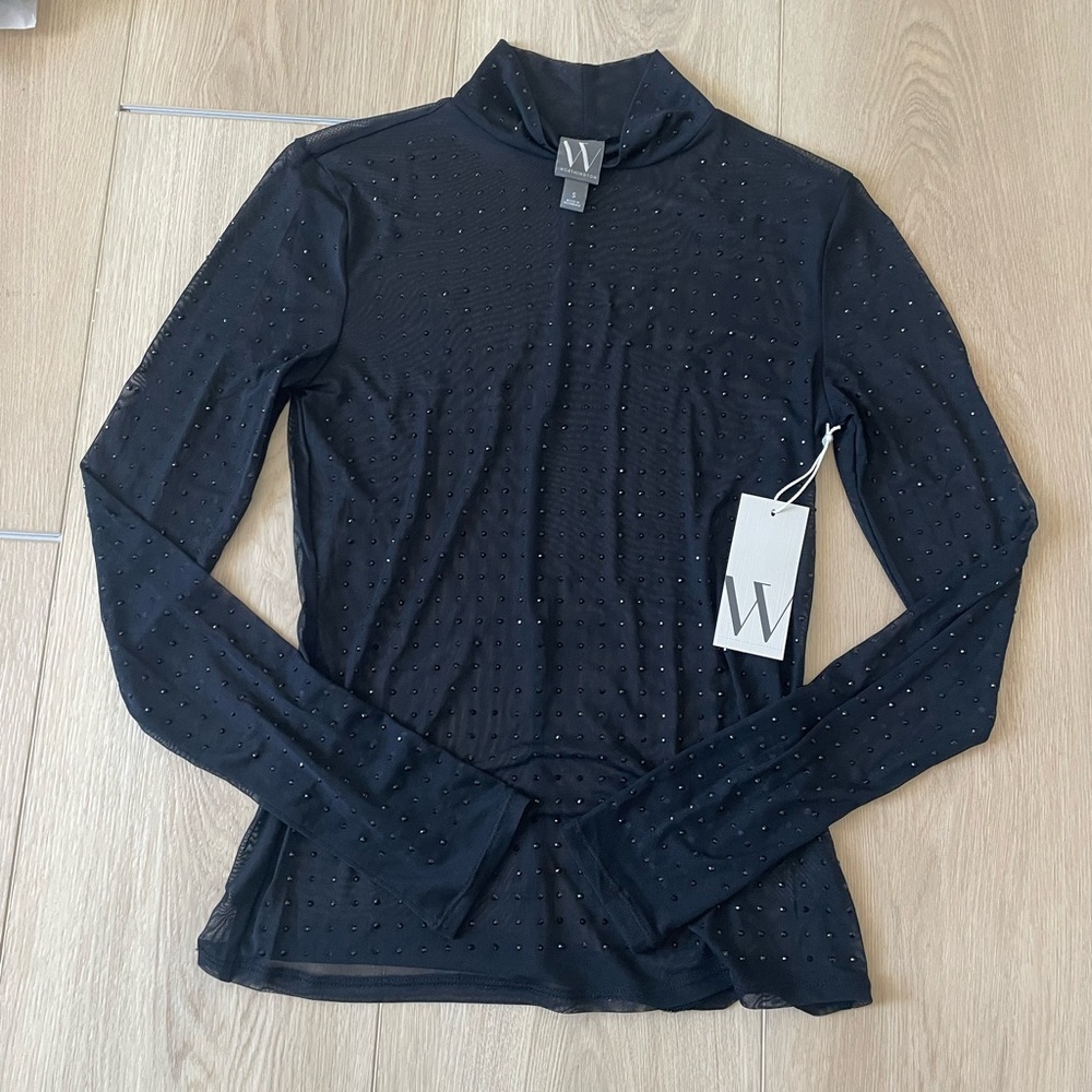 Sheer rhinestone Worthington mockneck top